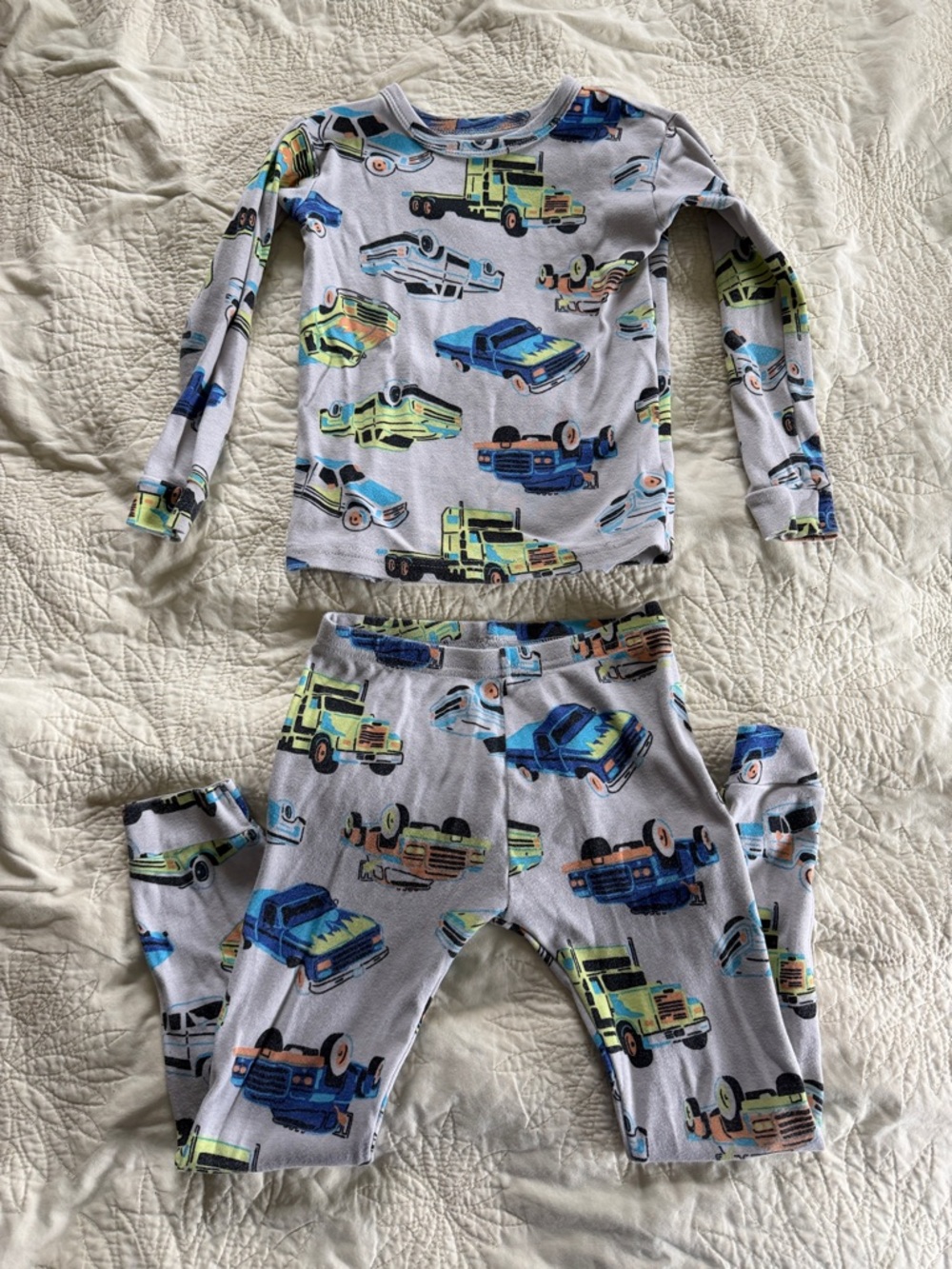 GAP Gray Pajama Set with Blue and Green Cars